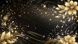 黑金花卉闪耀梦幻背景