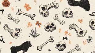 骷髅骨头万圣节元素图案