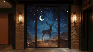 梦幻星空下的优雅麋鹿