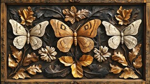 木雕蝴蝶花卉装饰艺术品