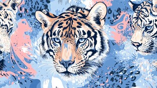 三只虎的梦幻插画图案