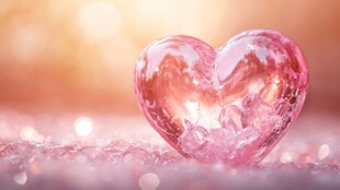 梦幻粉色心形水晶摆件
