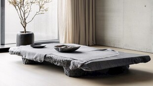 简约中式风室内石质茶台