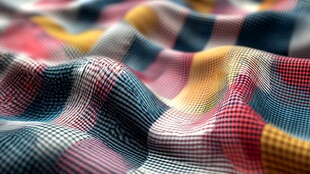 多彩格子布料纹理特写