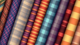 多彩条纹格子布料展示