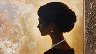 复古优雅女士侧影肖像画