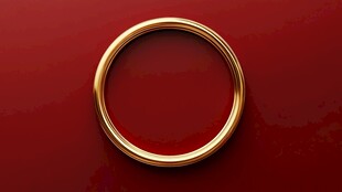 红色背景上的金色圆环