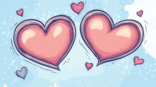 两颗爱心的浪漫插画