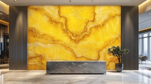 奢华黄玉石大厅接待背景墙