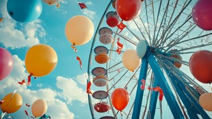 梦幻摩天轮与缤纷气球