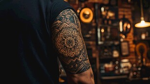 手臂上的精美曼陀罗纹身