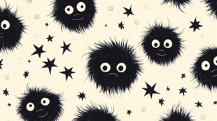 毛绒小怪兽与星星图案