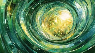 奇幻绿色螺旋光影通道