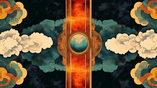 中式云纹环绕的华丽图案