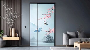 中式花鸟玻璃门客厅美景