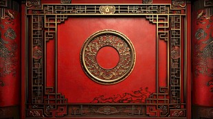 中式红墙金饰古典装饰
