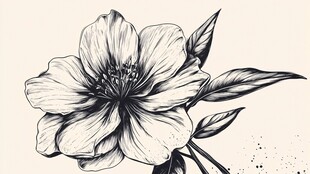 手绘花卉线条插画