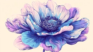 梦幻蓝紫花朵插画