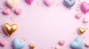 梦幻心形气球浪漫背景图