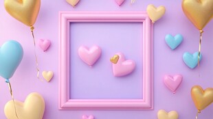 心形气球环绕的梦幻相框