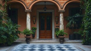 欧式庭院大门 绿植环绕