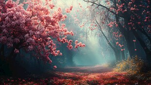 梦幻樱花林的神秘幽径