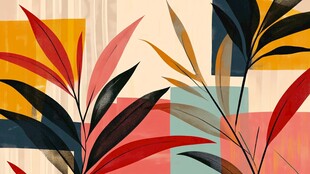 抽象植物图案的多彩背景