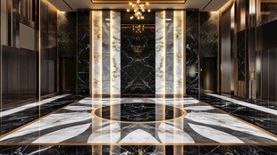 奢华大理石电梯厅室内设计