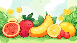 缤纷水果 清新田园风插画