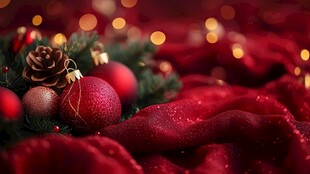 红色圣诞装饰的温馨场景