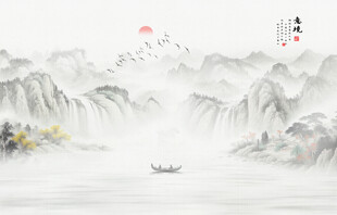 国画水墨山水风景画