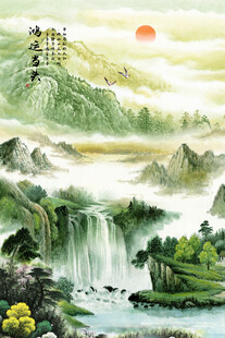 聚宝盆山水画