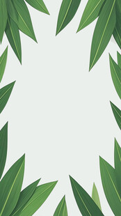 绿叶环绕的清新空白背景