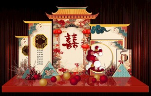 中式婚礼订婚布置图