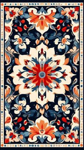 复古花卉几何图案精美地毯