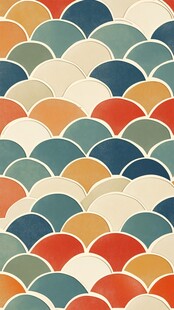 多彩鱼鳞纹图案设计素材