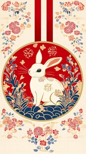 玉兔贺岁中式精美图案