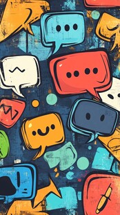 多彩聊天气泡创意插画