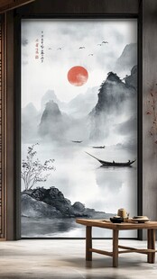 中式山水墨韵玄关装饰画
