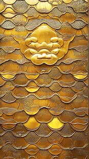 金色龙鳞纹理浮雕装饰图案