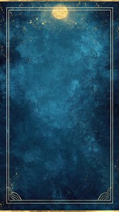 梦幻月夜蓝色边框背景图