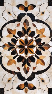 精美几何花卉地面拼花图案