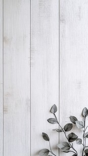白色木纹背景上的枝叶