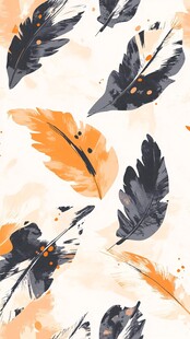 水彩羽毛图案设计素材