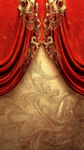 华丽红幕与金色背景装饰