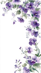 紫色花卉水彩装饰画