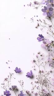 紫色小花装饰的清新背景