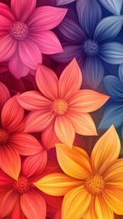 绚丽多彩花卉图案背景