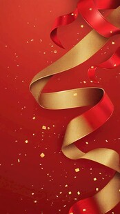 红金飘带节庆背景图
