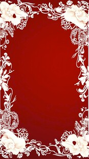 红色背景白色花卉装饰框